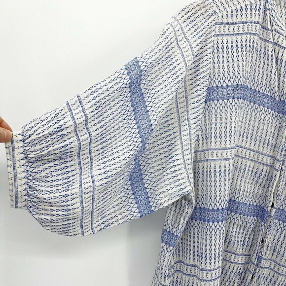 Maeve - Anthropologie Lena Yarn Dyed Tunic Shirt Boho Balloon Sleeve - Picture 6 of 10